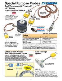 Thumbnail of document Data Sheet - TC-E Dual Element Thermocouple & RTD Pipe Plug Sensors